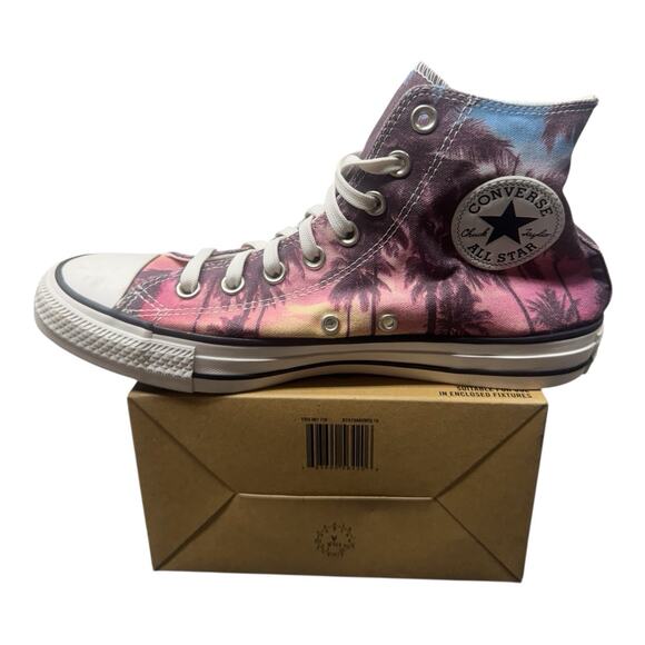 Converse Chuck Taylor High Top Men 7 Women 9 Sunset Palms Tree Shoes Classic - Picture 5 of 10